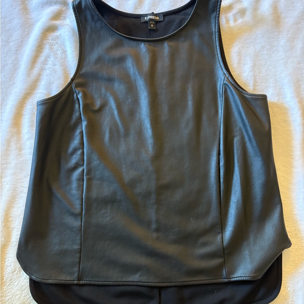 Express Black Faux Leather Tank Top